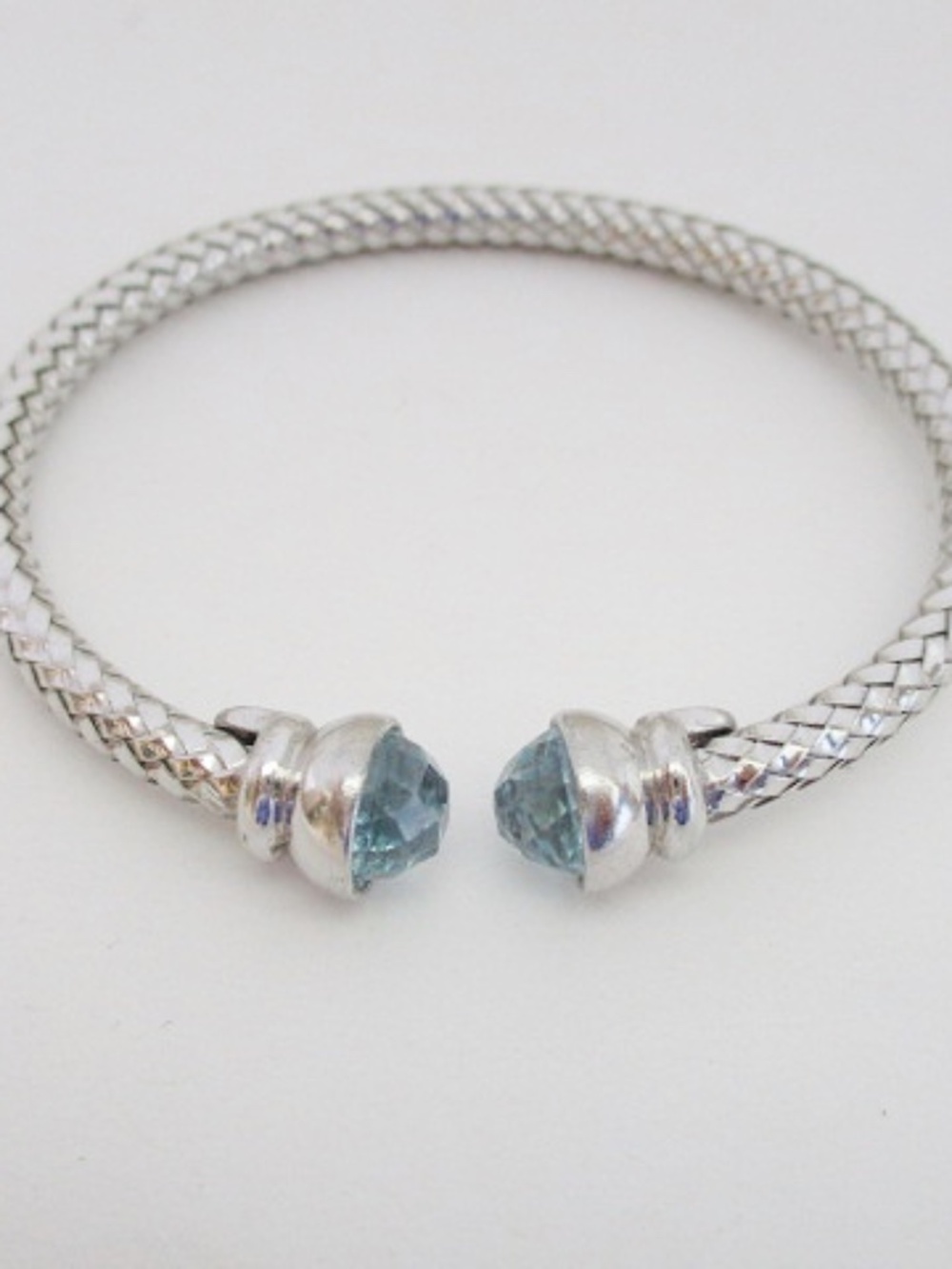 Sterling Silver Cuff Bracelet With Blue Stones